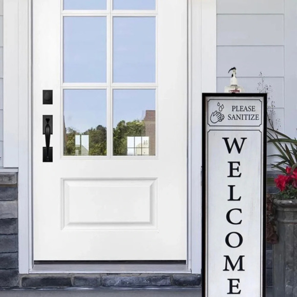 NIB Welcome Sign With Floor Standing Foot Pedal Hand Sanitizer Dispenser - Picture 4 of 6